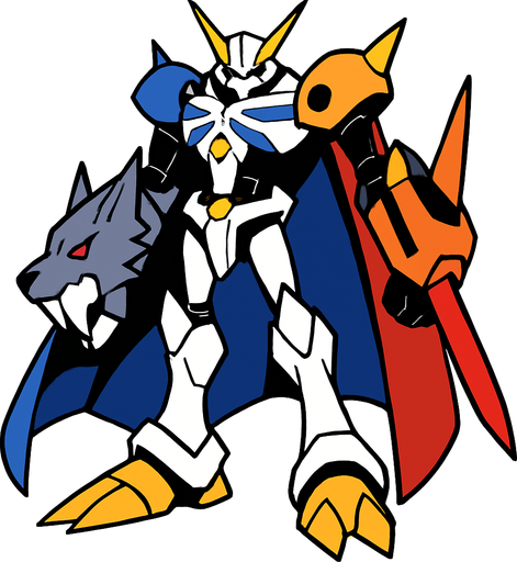 Omegamon.
In-Game asset.  2d.  High contrast.  No shadows