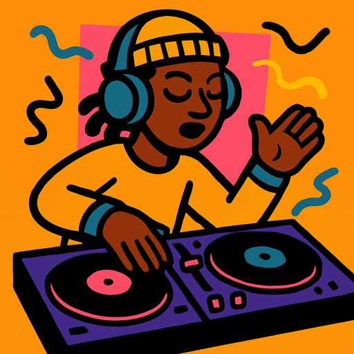 DJ ritmico.
In-Game asset.  2d.  High contrast.  No shadows