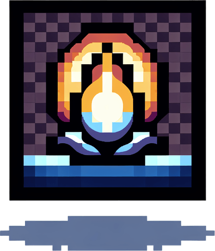 Mana_icon pixel.
Single Game Texture. In-Game asset. 2d. Blank background. High contrast. No shadows.