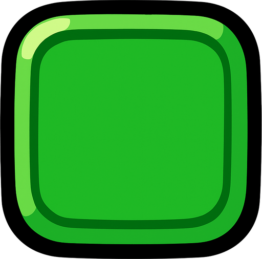 Cuadrado verde con lados circulares.
In-Game asset.  2d.  High contrast.  No shadows