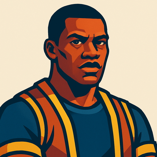 black man.
In-Game asset.  2d.  High contrast.  No shadows