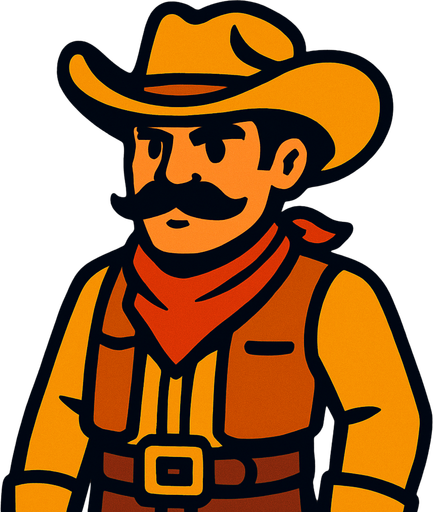 Cowboy.
In-Game asset.  2d.  High contrast.  No shadows