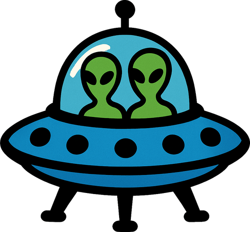 A UFO with aliens inside.
In-Game asset.  2d.  High contrast.  No shadows