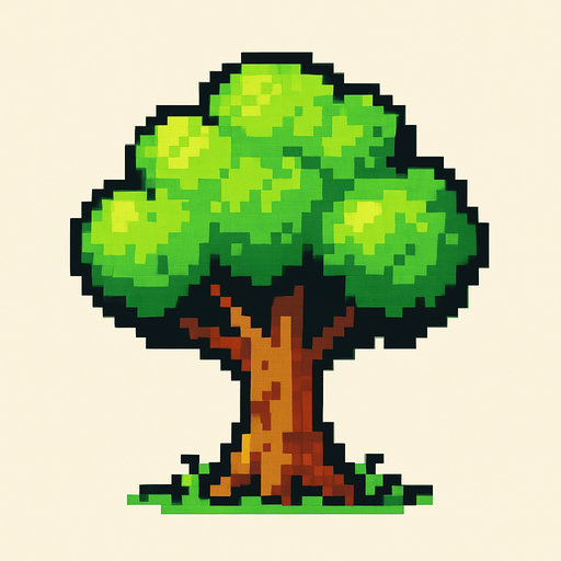 Tree pixel art.
In-Game asset.  2d.  High contrast.  No shadows