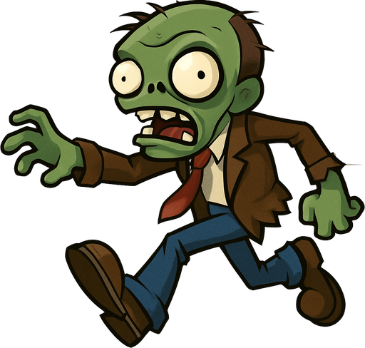 Fast zombie del videojuego plantas vs zombies.
In-Game asset.  No shadows