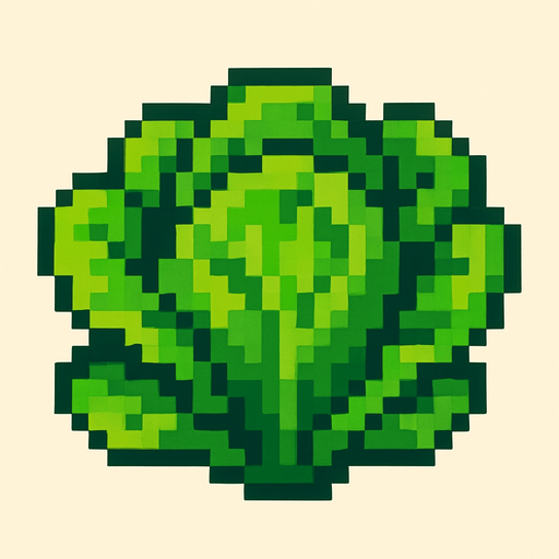 lechuga de pixeles.
In-Game asset.  2d.  High contrast.  No shadows