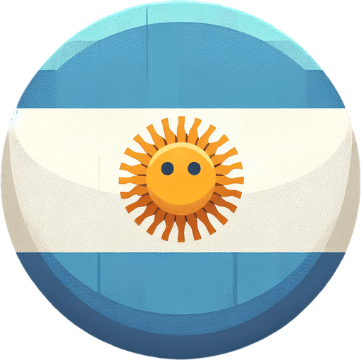 la bandera de argentina redonda.
Single Game Texture.  In-Game asset.  2d.  Blank background.  High contrast.  No shadows