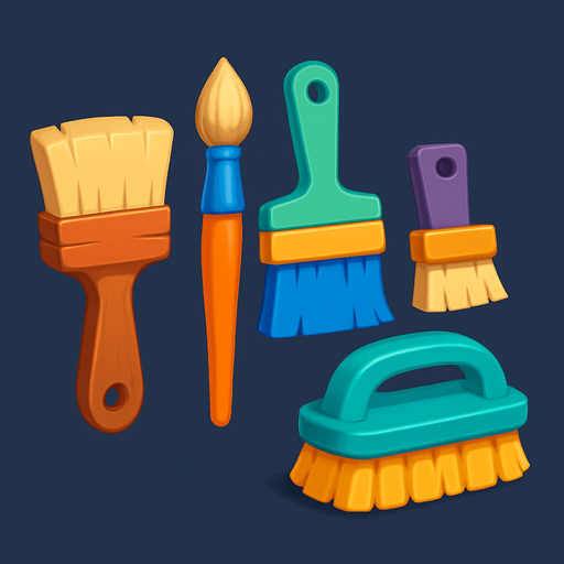 Pack of different brushes.
In-Game asset.  High contrast.  No shadows. 3D