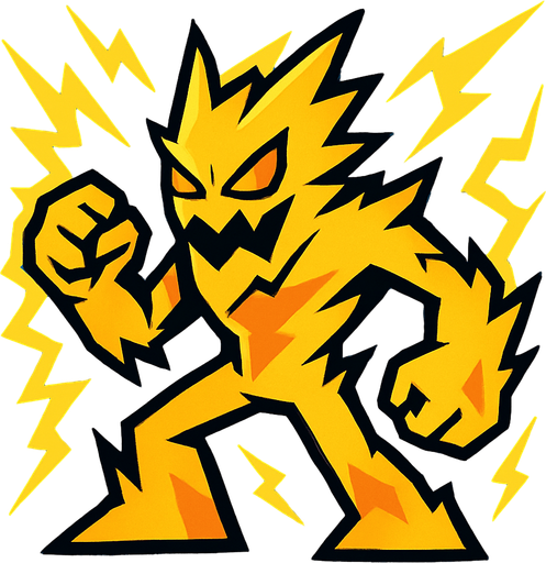 make creature image for electrical elemental name is voltix but dont write name on image.
In-Game asset.  2d.  High contrast.  No shadows