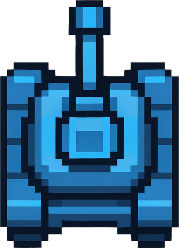 blue tank pixel art top down.
In-Game asset.  2d.  High contrast.  No shadows
