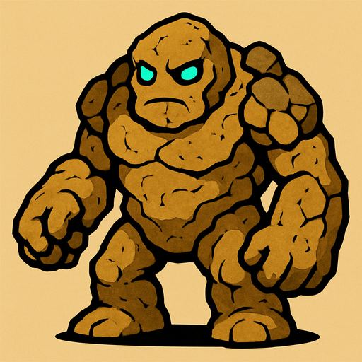 גולם עשוי אדמה מהאגדות.
In-Game asset.  2d.  High contrast.  No shadows