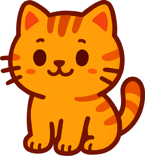 turuncu tatlı kedi.
In-Game asset.  2d.  High contrast.  No shadows