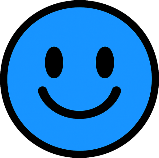 a happy blue circle simple.
In-Game asset.  2d.  High contrast.  No shadows