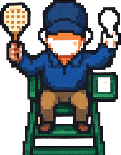 tennis referee, Top-down perspective, pixelart.
In-Game asset.  2d.  High contrast.  No shadows