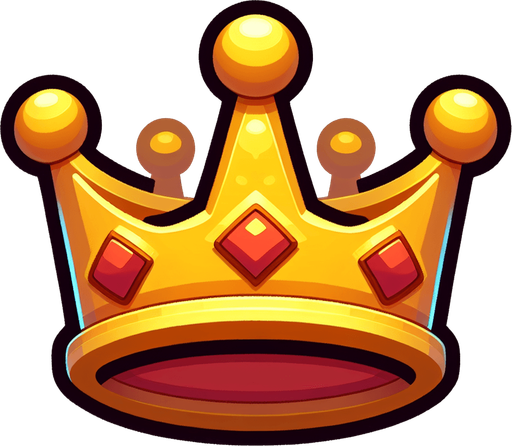 A royal crown. Side profile. Cartoon.
Single Game Texture.  In-Game asset.  2d.  Blank background.  High contrast.  No shadows
