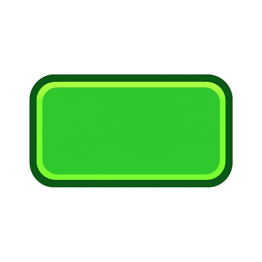 green rectangle-shaped pressable button.
In-Game asset.  2d.  High contrast.  No shadows