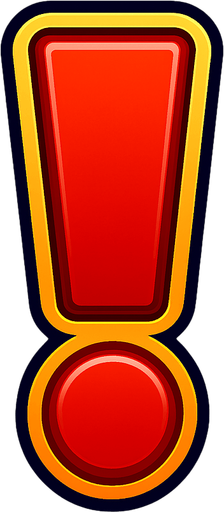 Red exclamation mark with a gradient and a stroke.
In-Game asset.  2d.  High contrast.  No shadows
