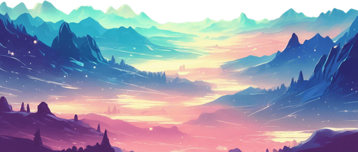beautiful mountainous view. starry sky, pastel colours, high definition, alien world. Single Game Texture. In-Game asset. 2d. Blank background. High contrast. No shadows.