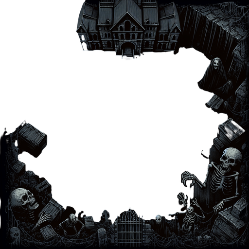 Arrière plan sombre d'horreur avec un angle vu depuis le haut.
2d. Blank background. High contrast. No shadows.