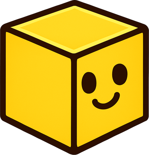 The cube of this game should have a smiling face, be yellow, have no hands or feet, be 3D and look cute..
In-Game asset.  2d.  High contrast.  No shadows