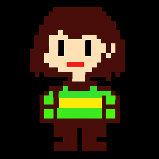 make chara from underatle.
In-Game asset.  2d.  High contrast.  No shadows