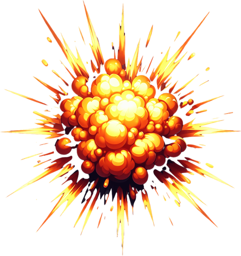 explosion.
Single Game Texture. In-Game asset. 2d. Blank background. High contrast. No shadows.
