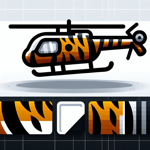 tiger stripe helicopter war.
Single Game Texture.  In-Game asset.  2d.  Blank background.  High contrast.  No shadows