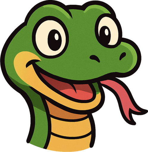 snake head.
In-Game asset.  2d.  No shadows. cartoon. animated. simple. funny