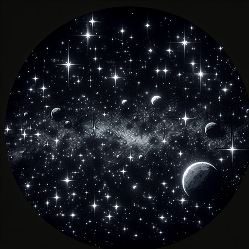 deep dark space with stars and very few planets.
Single Game Texture. In-Game asset. 2d. Blank background. High contrast. No shadows.