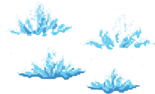 Winter sky, ice-crystal clouds, cold blue-white gradient, snowy atmosphere, frosty background, 2D pixel art.
In-Game asset.  2d.  High contrast.  No shadows