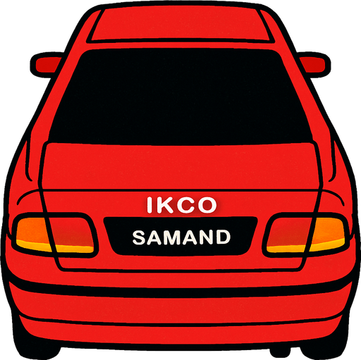 Kirmizi Irankhodro samand arkasi ama yukaridan.
In-Game asset.  2d.  High contrast.  No shadows