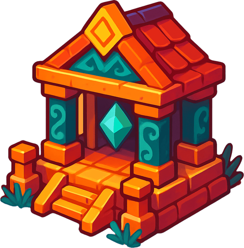 Tempale of fantasy games.
In-Game asset.  2d.  High contrast.  No shadows