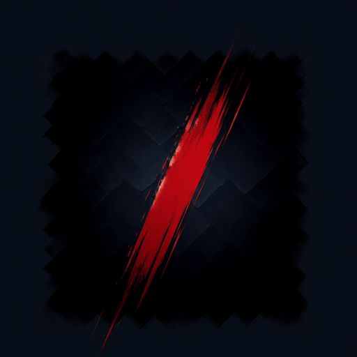 Long red paint smudge on black background.
Single Game Texture. In-Game asset. 2d. Blank background. High contrast. No shadows.