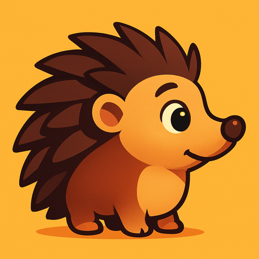 3d pixar tarzı kirpi yandan bakış.
In-Game asset.  2d.  High contrast.  No shadows