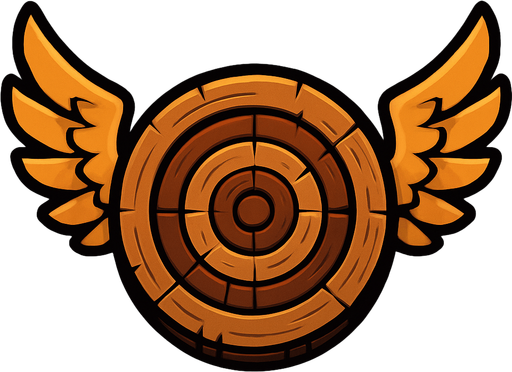 wooden target with wings.
In-Game asset.  2d.  High contrast.  No shadows