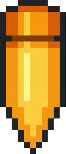 Bullet facing down and top Down 2d pixilated.
In-Game asset.  2d.  High contrast.  No shadows