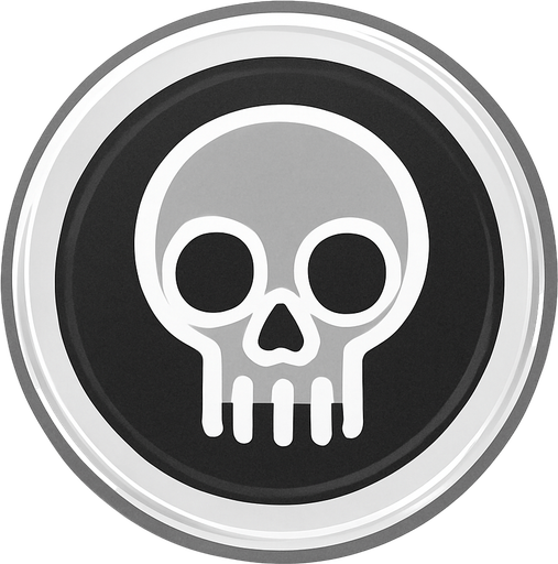 bir düğme ama içinde kurukafa .işareti olsun şeffaf.
In-Game asset.  2d.  High contrast.  No shadows