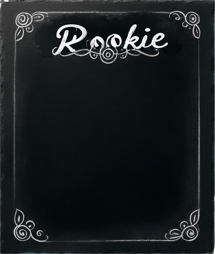 Text "ROOKIE BREW" handwritten in chalk