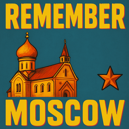 Can you improve the image of the church cupula on the left of moscow and make a full church slavic style the height of the letters of moscow?