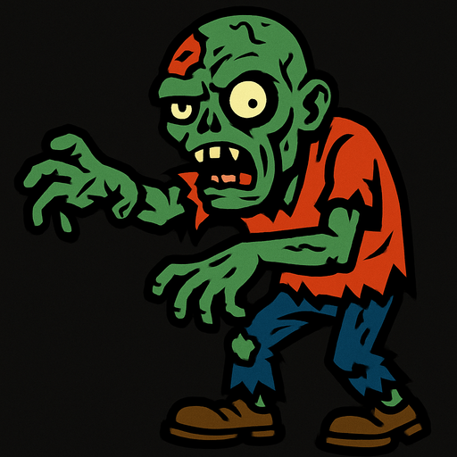 Un zombie.
In-Game asset.  2d.  High contrast.  No shadows