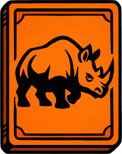 Orange card packet with a Rhino in the center.
In-Game asset.  2d.  High contrast.  No shadows