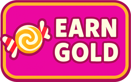 button when clicked earn gold is sweeti. money logo should look like candy.
In-Game asset.  2d.  High contrast.  No shadows
