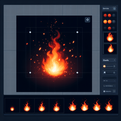 Fire particle. Single Game Texture. In-Game asset. 2d. black background. High contrast. No shadows.