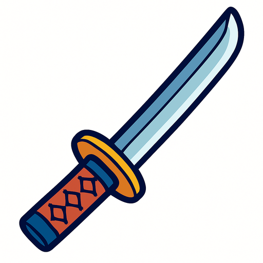 katana animada.
In-Game asset.  2d.  High contrast.  No shadows