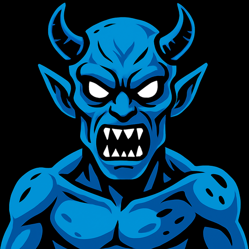 A blue demon alien.
In-Game asset.  High contrast.  No shadows