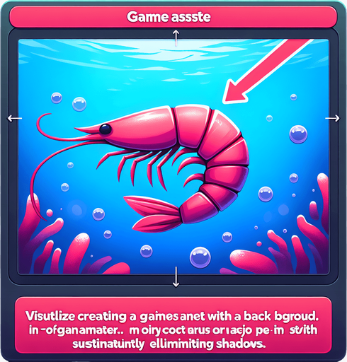 Pink shrimp.
Single Game Texture.  In-Game asset.  2d.  Blank background.  High contrast.  No shadows