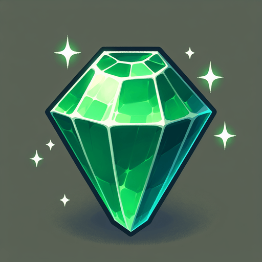 2d emerald phtoto.
Single Game Texture. In-Game asset. 2d. Blank background. High contrast. No shadows.