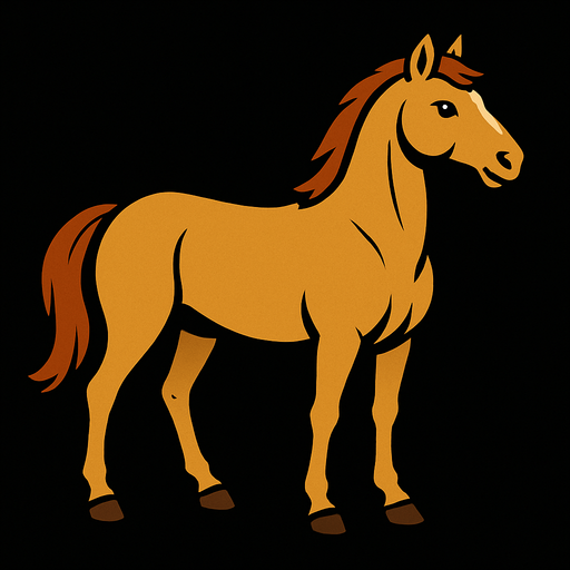 horse with black background.
In-Game asset.  2d.  High contrast.  No shadows