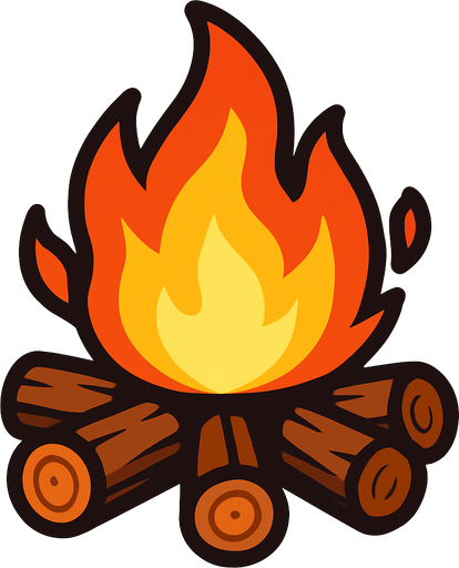 Kamp atesi.
In-Game asset.  2d.  High contrast.  No shadows