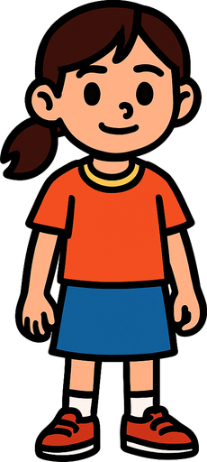 Petite fille de 10 ans.
In-Game asset.  2d.  High contrast.  No shadows